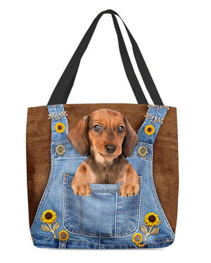 Dachshund And Sunflower-Cloth Tote Bag