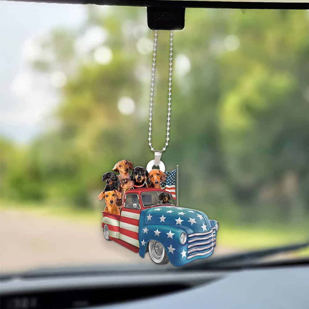 Dachshund Happy Independence Day Two Sides Ornament