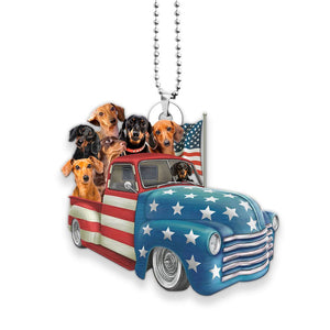 Dachshund Happy Independence Day Two Sides Ornament