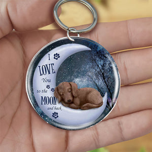 Dachshund Moon Back-Round Resin Epoxy Metal Keychain