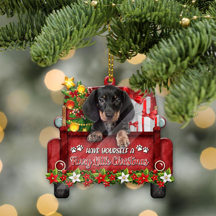 Dachshund Sit On A Truck-Two Sided Ornament