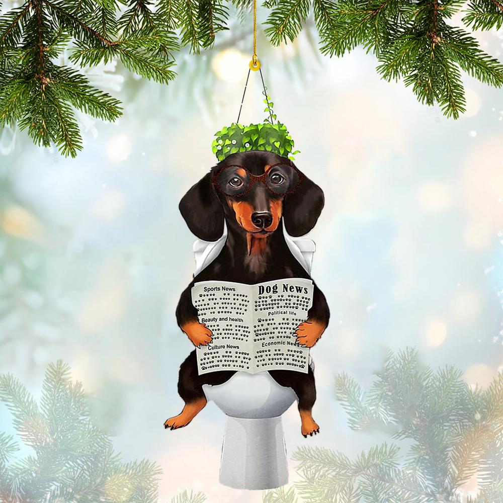 Dachshund Sitting On A Toilet-Two Sides Ornament