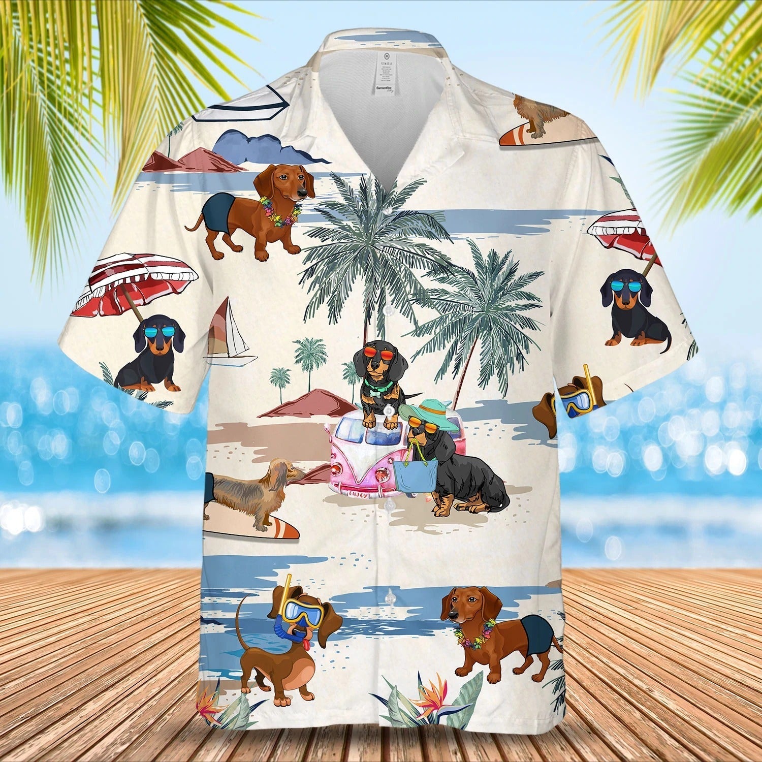 Dachshund Summer Beach Hawaiian Shirt