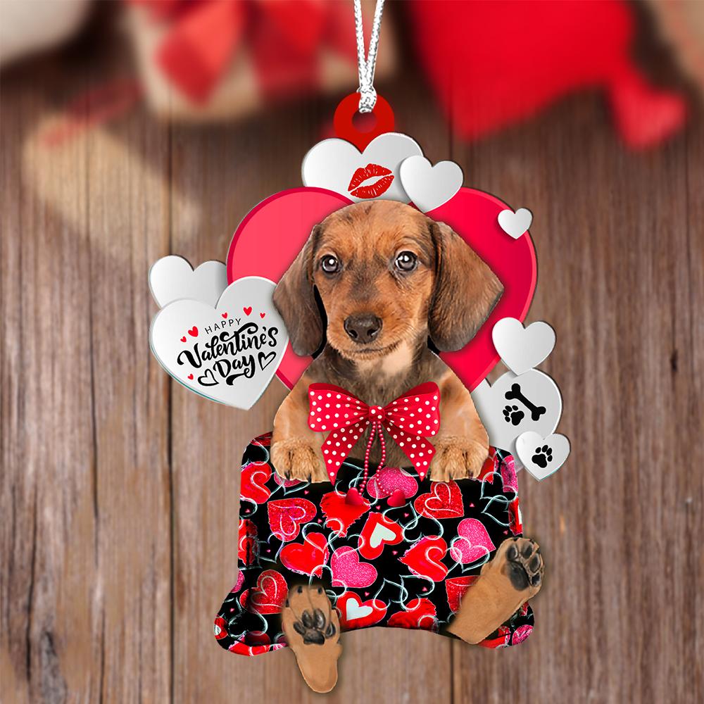 Dachshund Valentine's Day Sleeping Bag-Two Sides Ornament