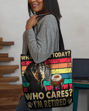 Dachshund Who Cares-Cloth Tote Bag