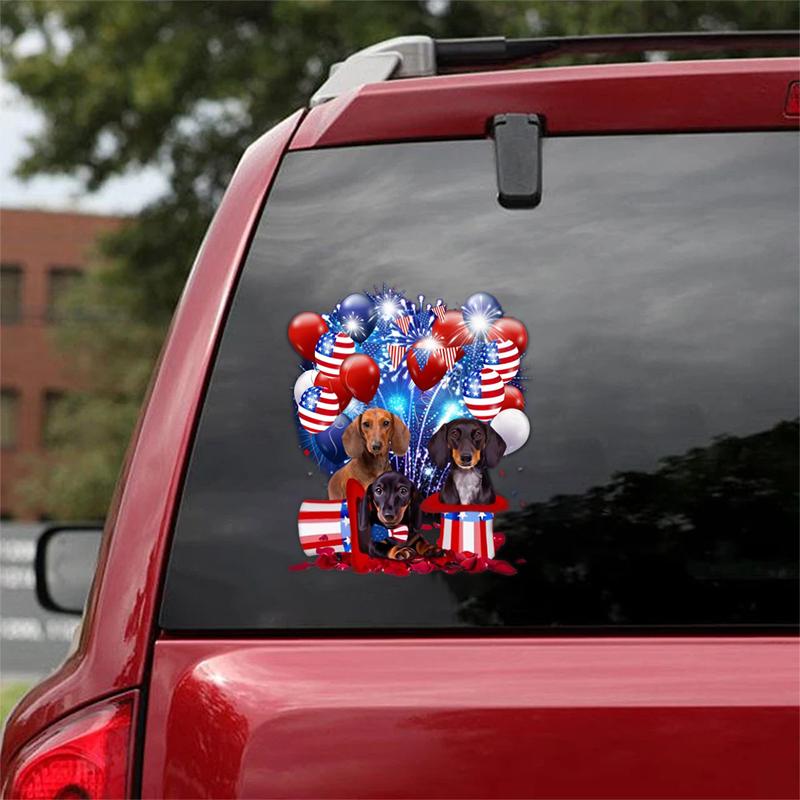 Dachshund - Fireworks Celebration Car Sticker