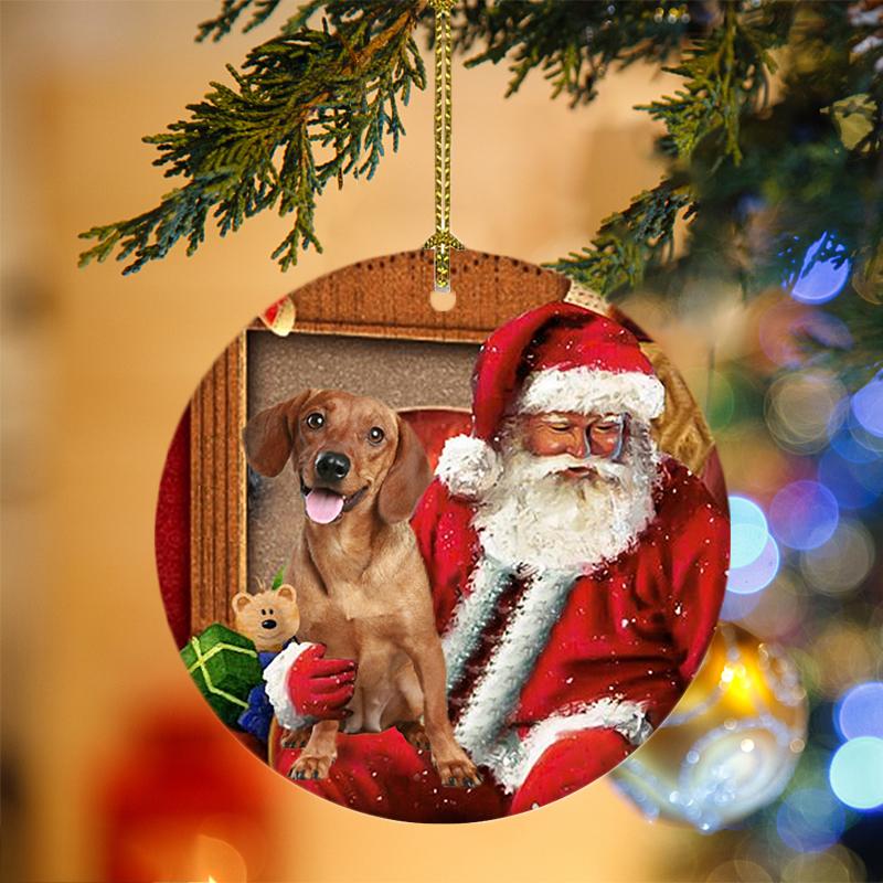 Dachshund With Santa Christmas Ornament