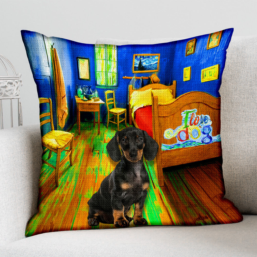 Dachshund (2) In the Bedroom-Pillow Case