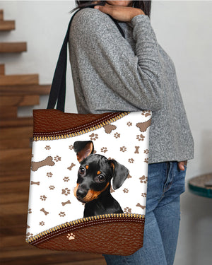 Dachshund (3)-Zipper Texture-Cloth Tote Bag