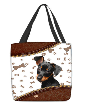 Dachshund (3)-Zipper Texture-Cloth Tote Bag