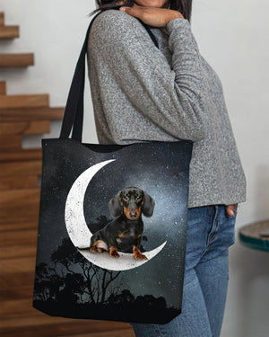 Dachshund (4)-Sit On The Moon-Cloth Tote Bag