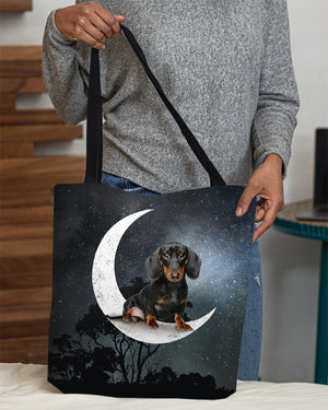 Dachshund (4)-Sit On The Moon-Cloth Tote Bag