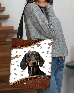 Dachshund (4)-Zipper Texture-Cloth Tote Bag