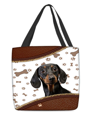 Dachshund (4)-Zipper Texture-Cloth Tote Bag