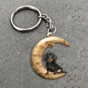 Dachshund (4)-Dog & Moon Flat Acrylic Keychain