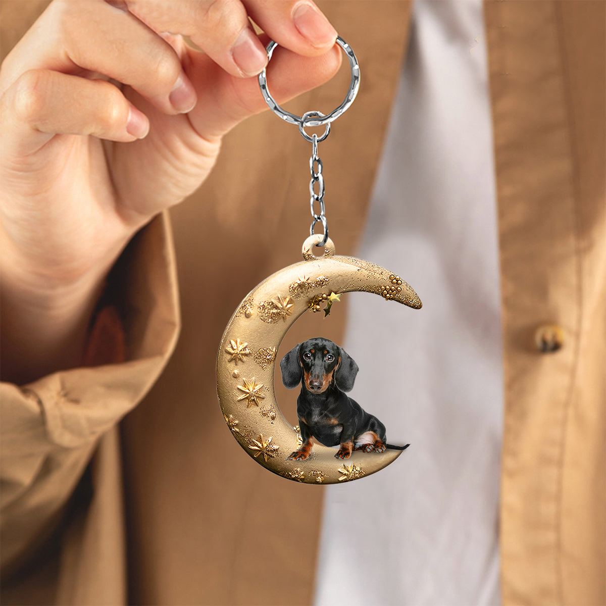 Dachshund (4)-Dog & Moon Flat Acrylic Keychain