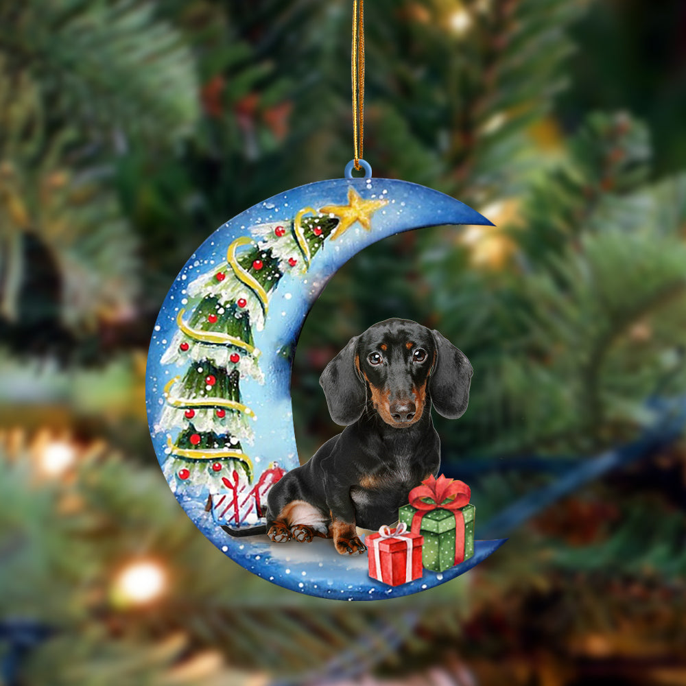 Dachshund (4) Sit On The Blue Moon-Two Sided Ornament