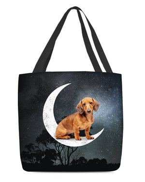 Dachshund (7)-Sit On The Moon-Cloth Tote Bag