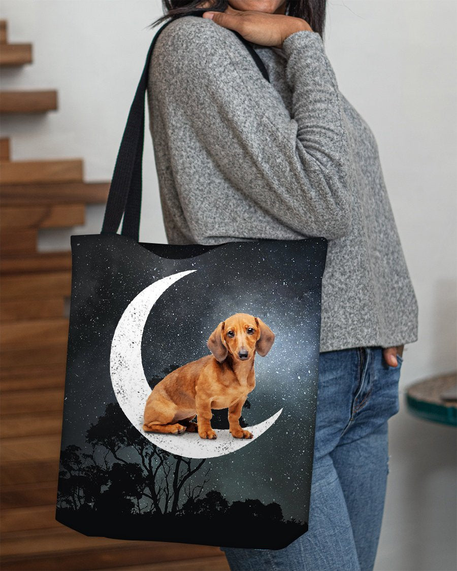 Dachshund (7)-Sit On The Moon-Cloth Tote Bag