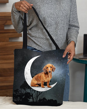 Dachshund (7)-Sit On The Moon-Cloth Tote Bag