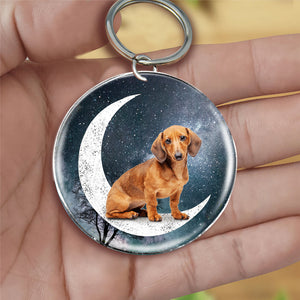 Dachshund (7)-Stars and Moon-Round Resin Epoxy Metal Keychain