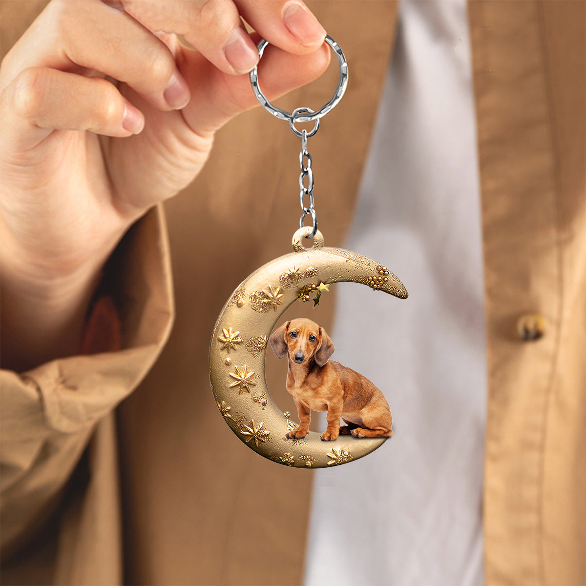 Dachshund (7)-Dog & Moon Flat Acrylic Keychain