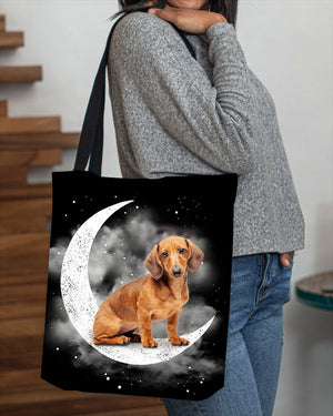 Dachshund (7) Sit On The Moon With Starts-Cloth Tote Bag