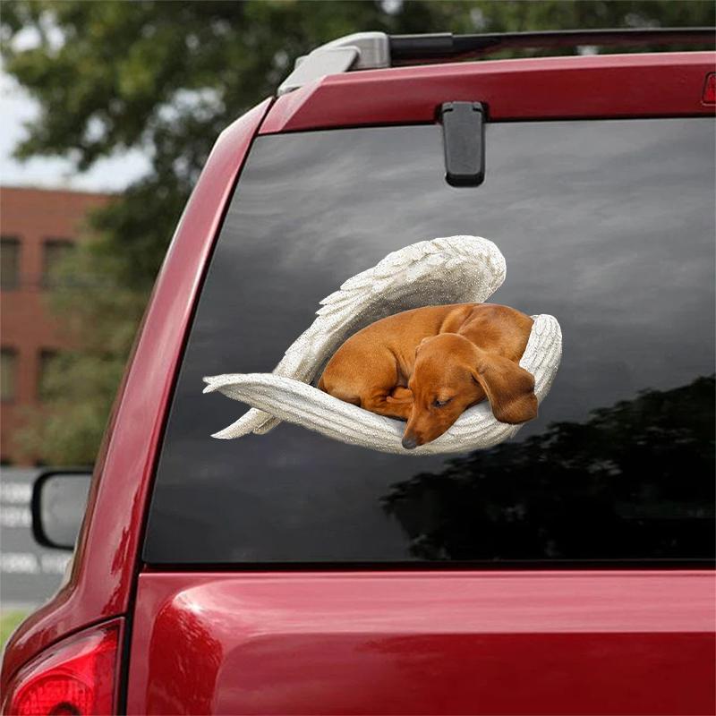 Dachshund-sleeping angel CAR STICKER