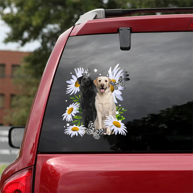 Labradors-Daisy flower CAR STICKER