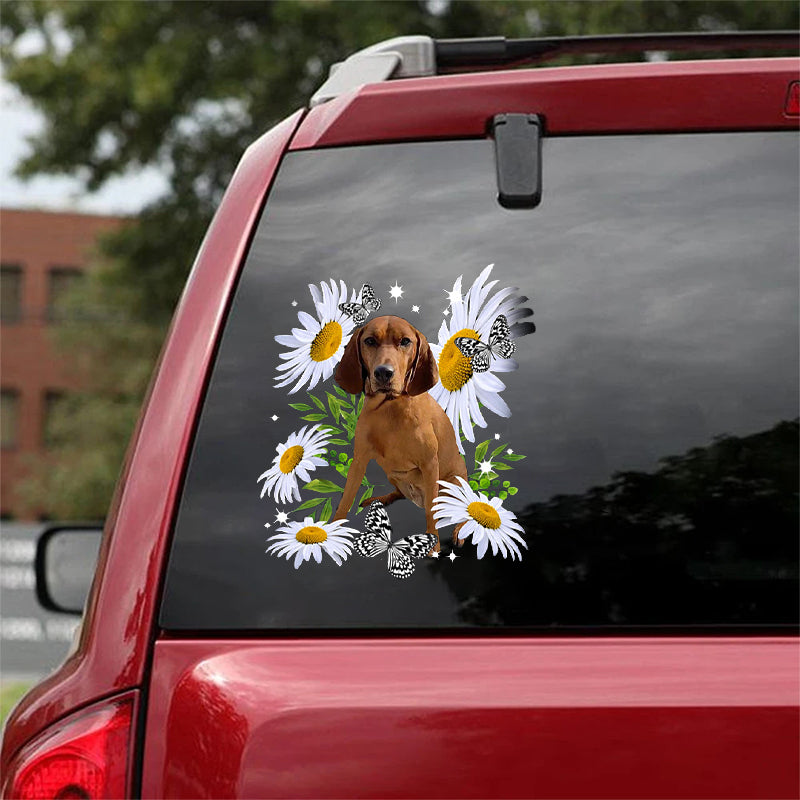 Redbone Coonhound-Daisy flower CAR STICKER