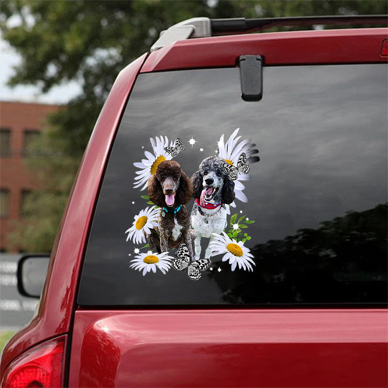 Standard Poodles-Daisy flower CAR STICKER