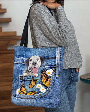 Dalmatian-Butterfly Daisies Fait-CLOTH TOTE BAG