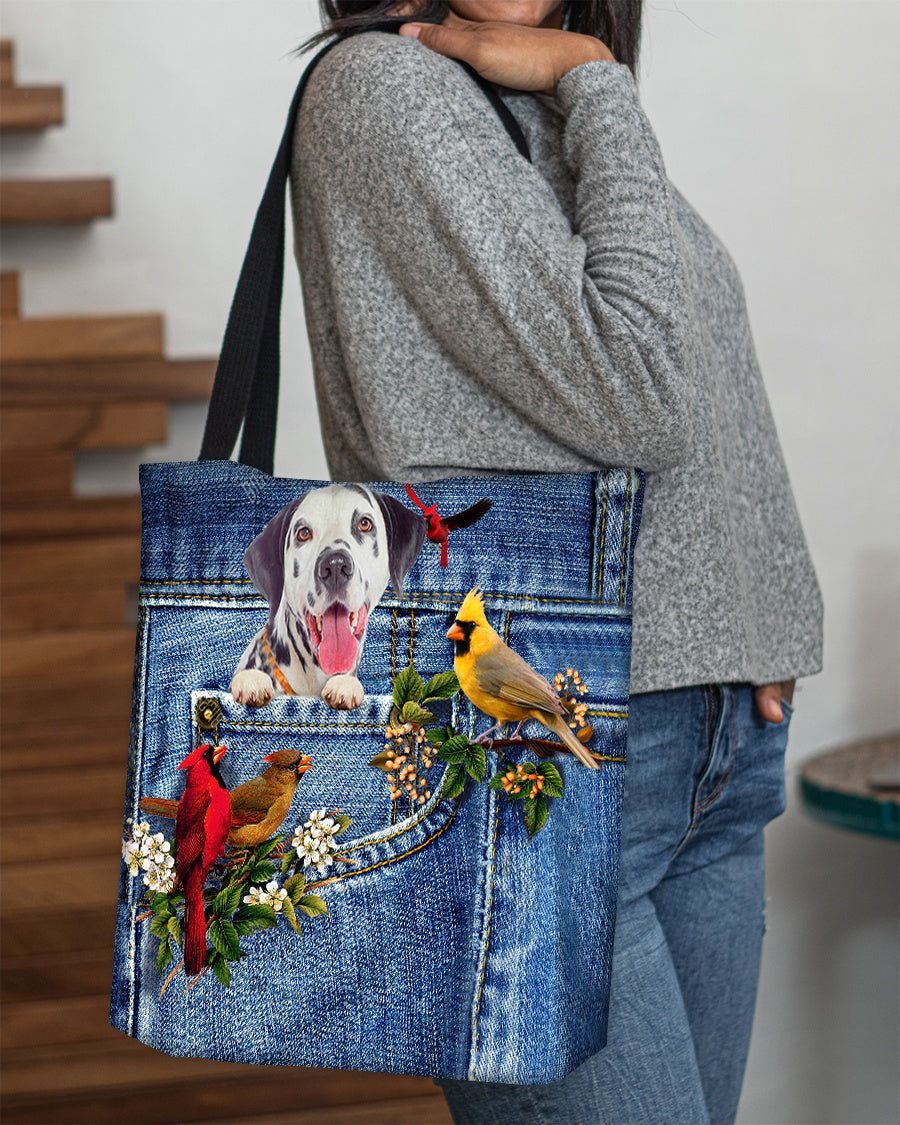 Dalmatian-Cardinal & Dog Cloth Tote Bag