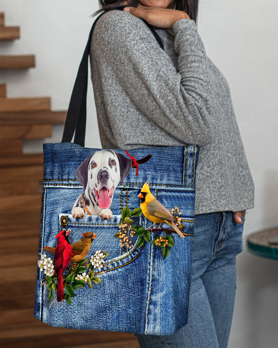 Dalmatian-Cardinal & Dog Cloth Tote Bag