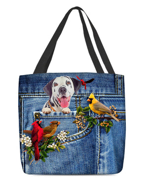 Dalmatian-Cardinal & Dog Cloth Tote Bag