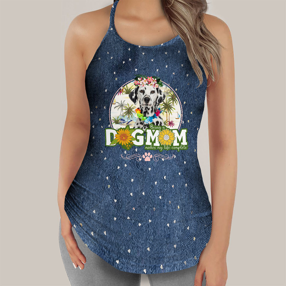 Dalmatian-Hawaii beach Dog Mom Tank Top