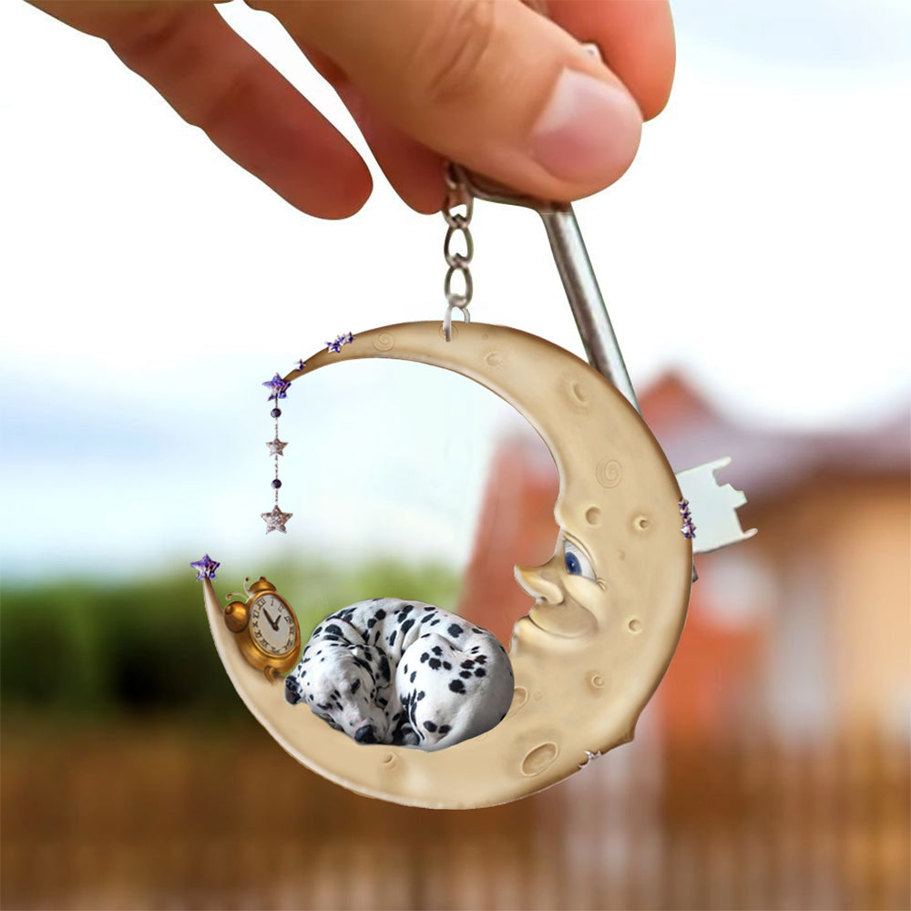 Dalmatian-Sleeping on the moon Keychain