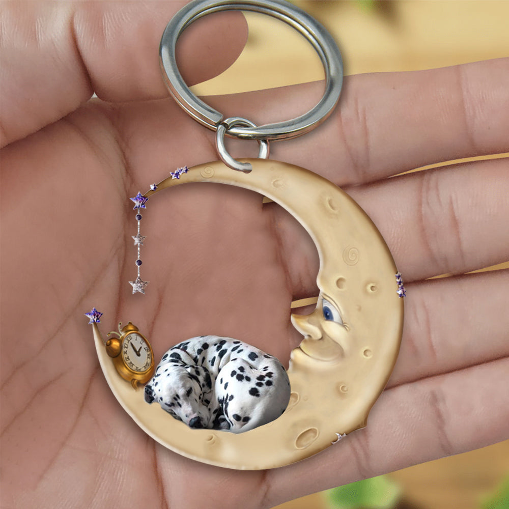 Dalmatian-Sleeping on the moon Keychain