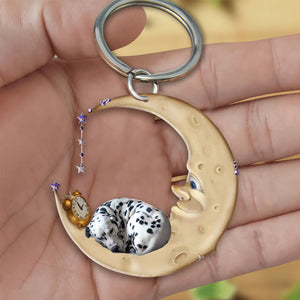 Dalmatian-Sleeping on the moon Keychain
