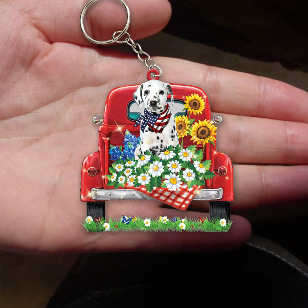 Dalmatian-Red Truck Flat Acrylic Keychain