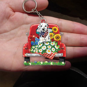 Dalmatian-Red Truck Flat Acrylic Keychain