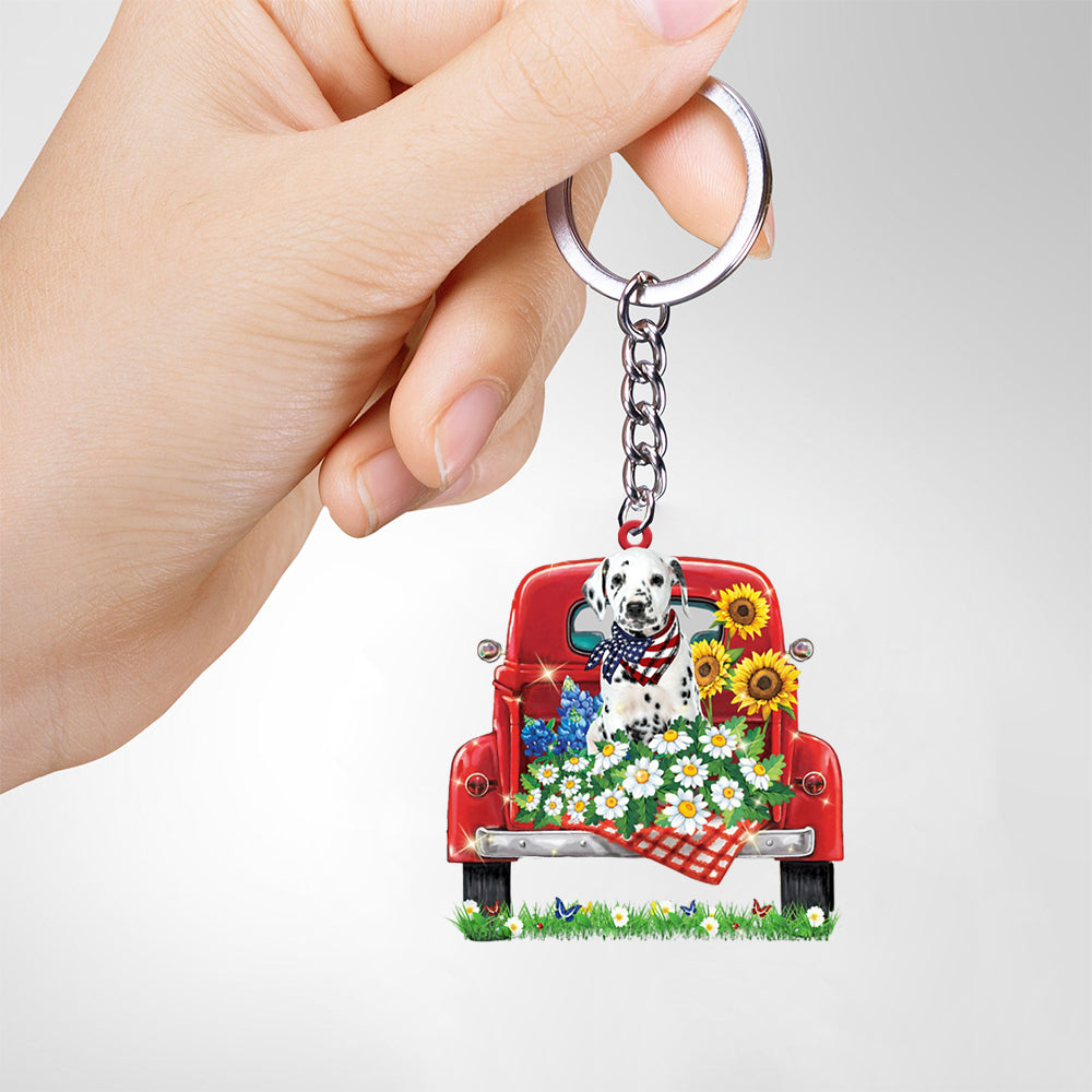 Dalmatian-Red Truck Flat Acrylic Keychain