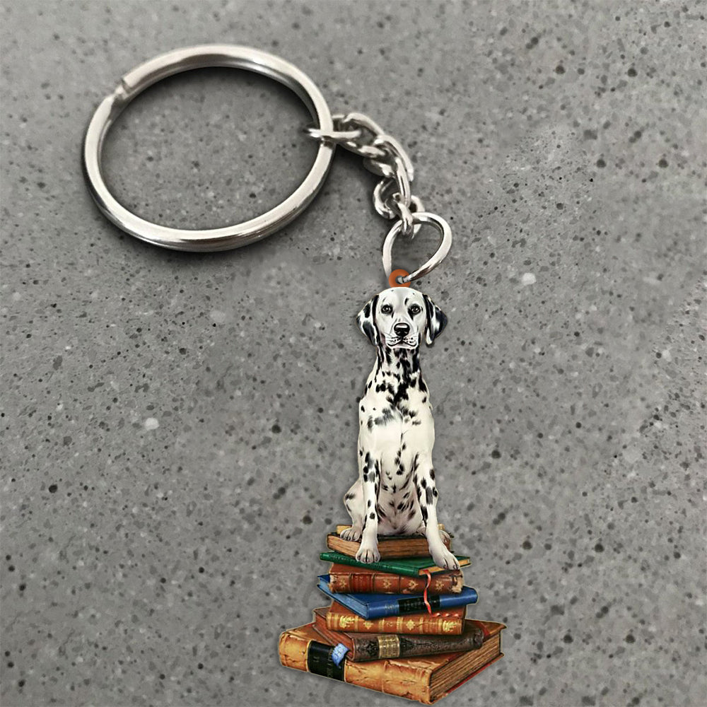 Dalmatian-Sit On The Book-Flat Acrylic Keychain