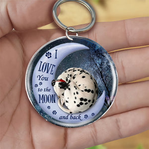 Dalmatian Moon Back-Round Resin Epoxy Metal Keychain