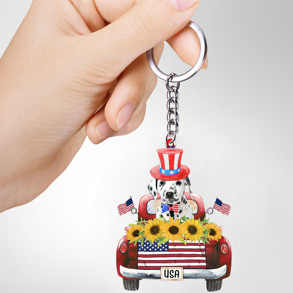 Dalmatian-USA Truck Flat Acrylic Keychain