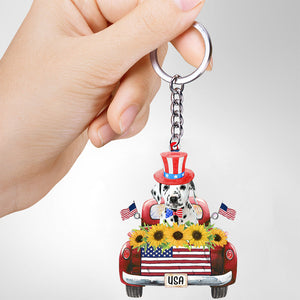 Dalmatian-USA Truck Flat Acrylic Keychain