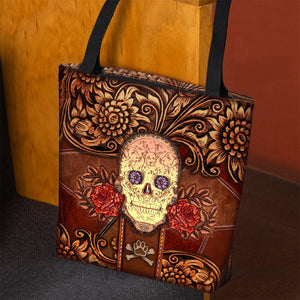 Dalmatian Skull Flower Cloth Tote Bag