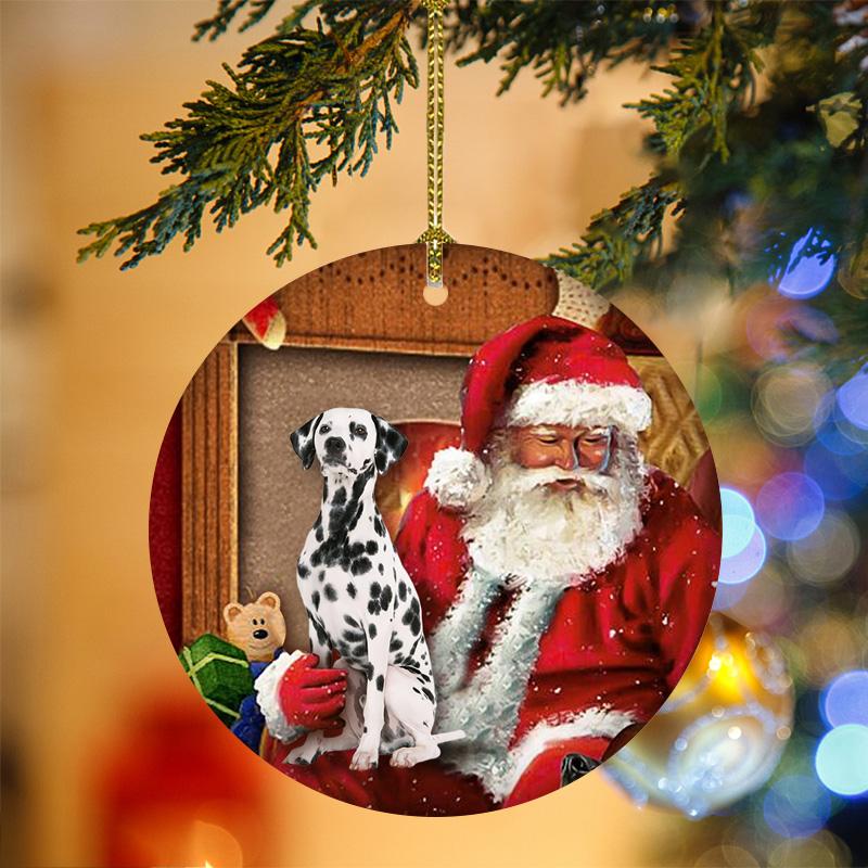 Dalmatian With Santa Christmas Ornament