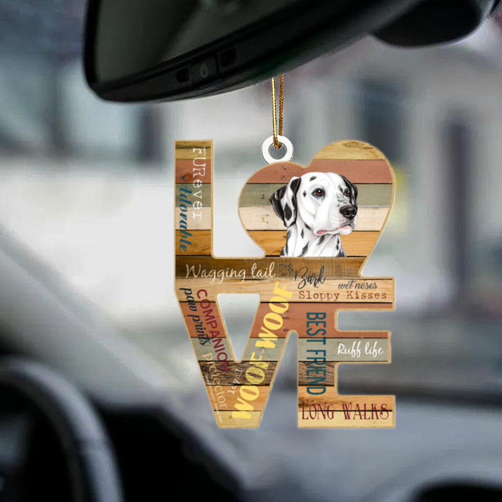 Dalmation Love Wood Dog-two sided ornament