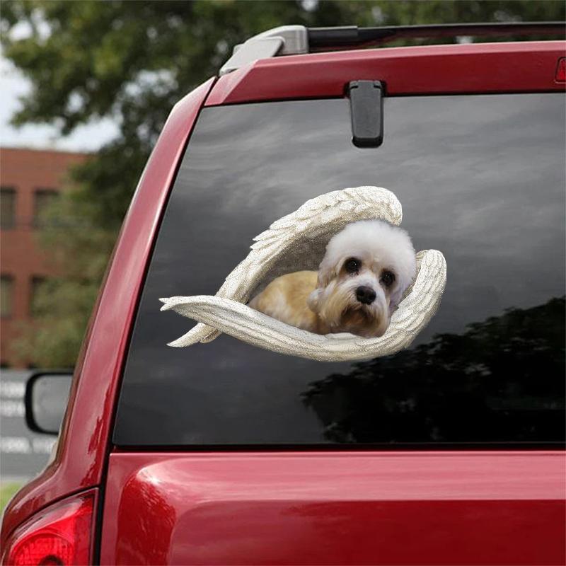 Dandie Dinmont Terrier-sleeping angel CAR STICKER